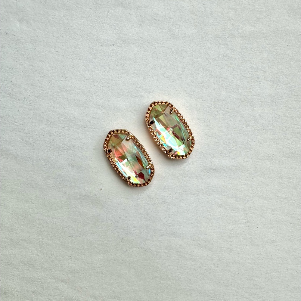 Kendra Scott Ellie studs in rose gold with dichroic glass stones